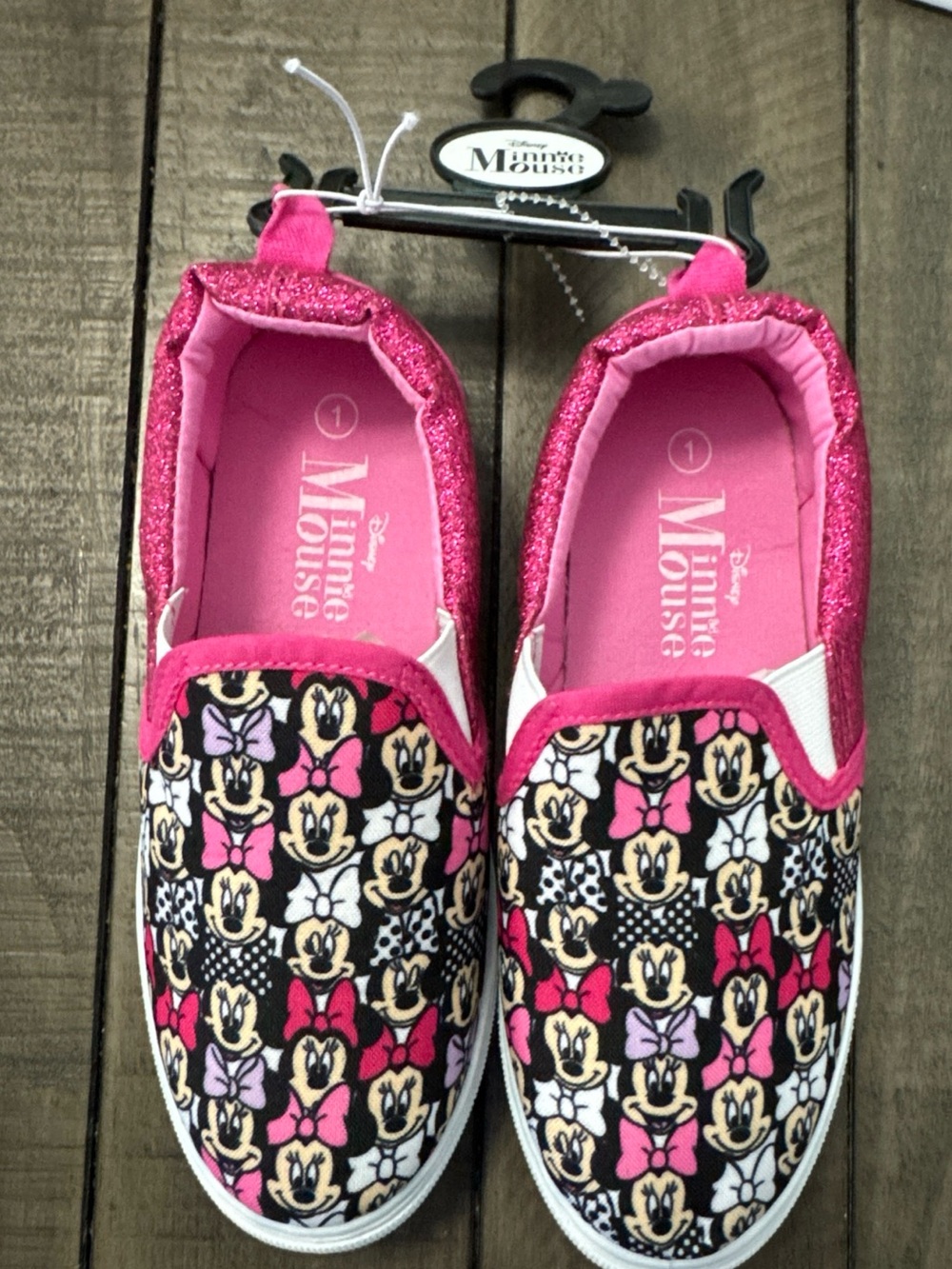 Disney Minnie Mouse Pink and Black Slip-On Sneakers